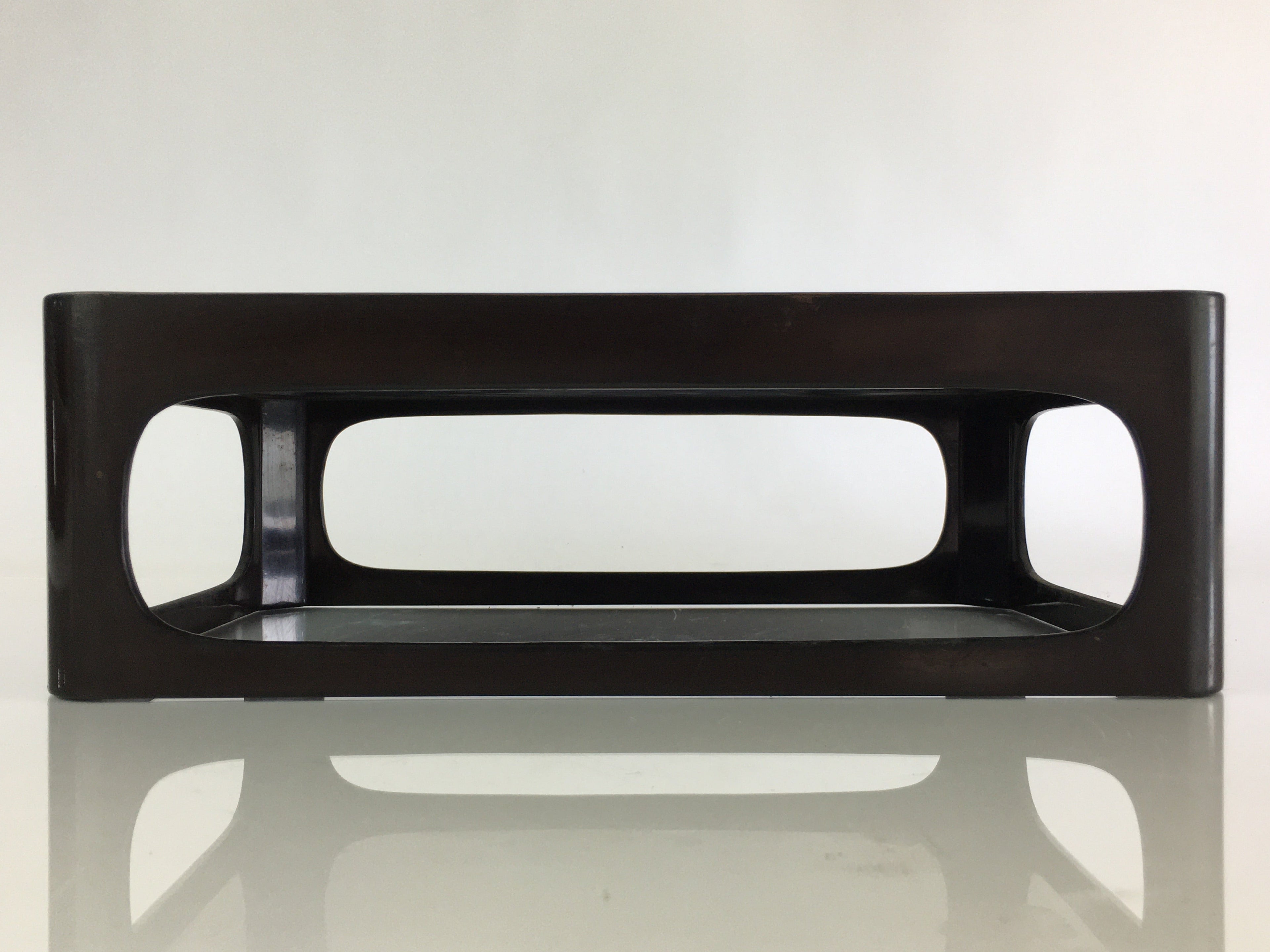 Japanese Wooden Legged Tray Lacquered Table Vtg Ozen Black Buddhist Altar UR827