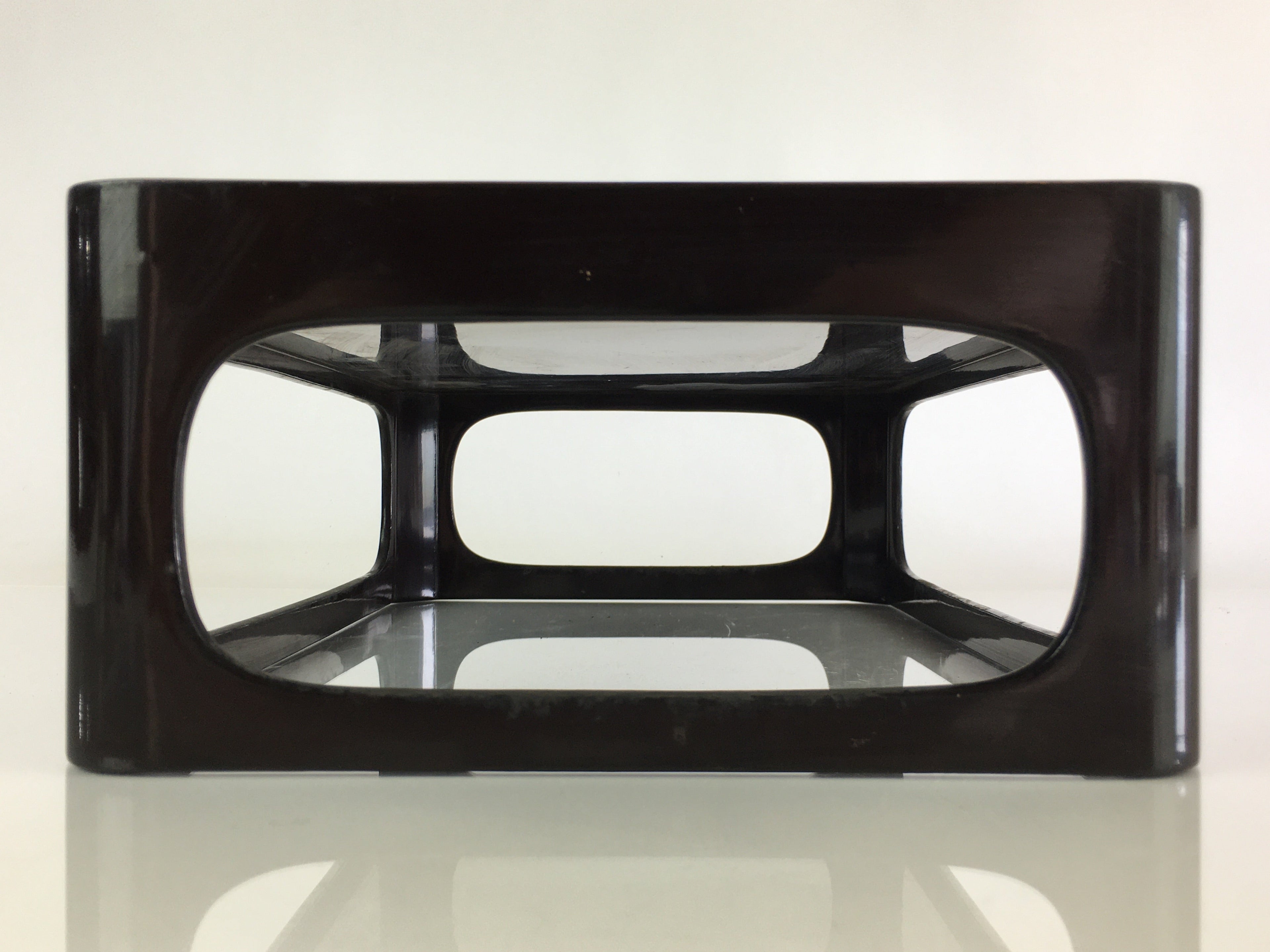 Japanese Wooden Legged Tray Lacquered Table Vtg Ozen Black Buddhist Altar UR827