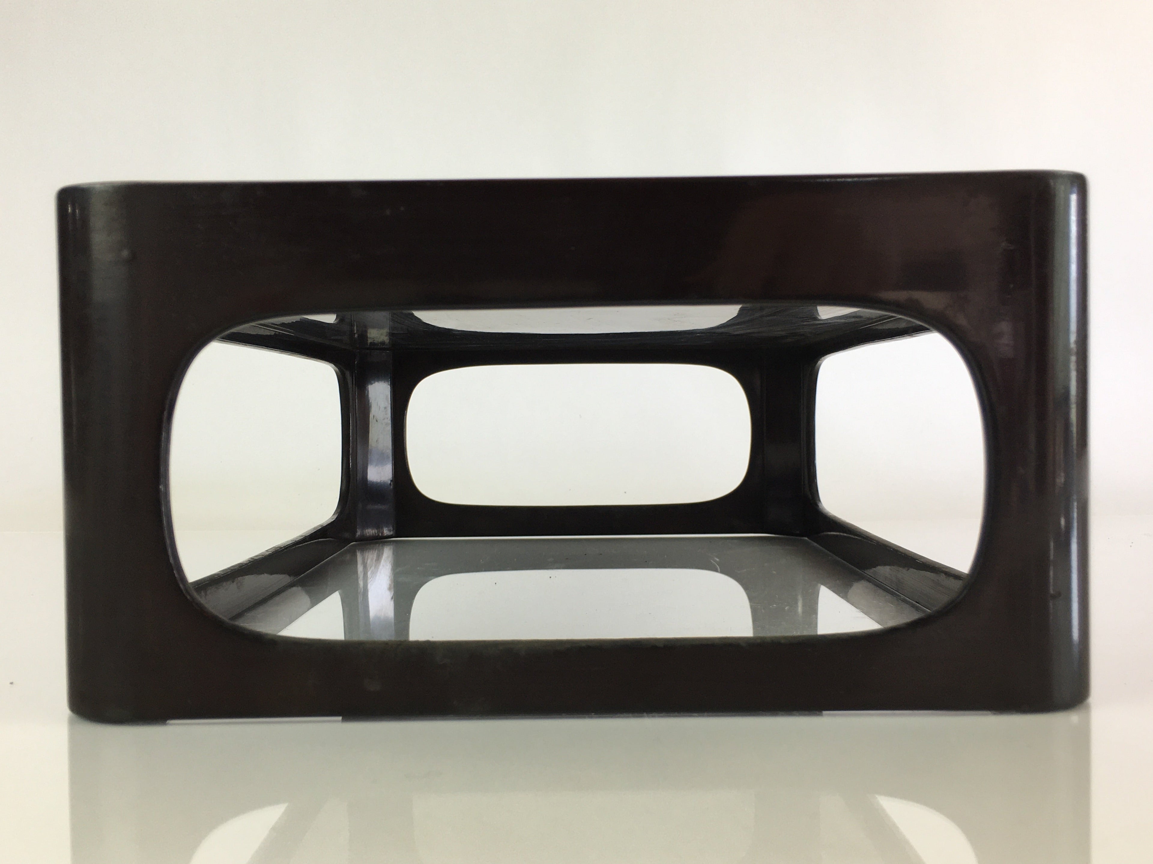 Japanese Wooden Legged Tray Lacquered Table Vtg Ozen Black Buddhist Altar UR827