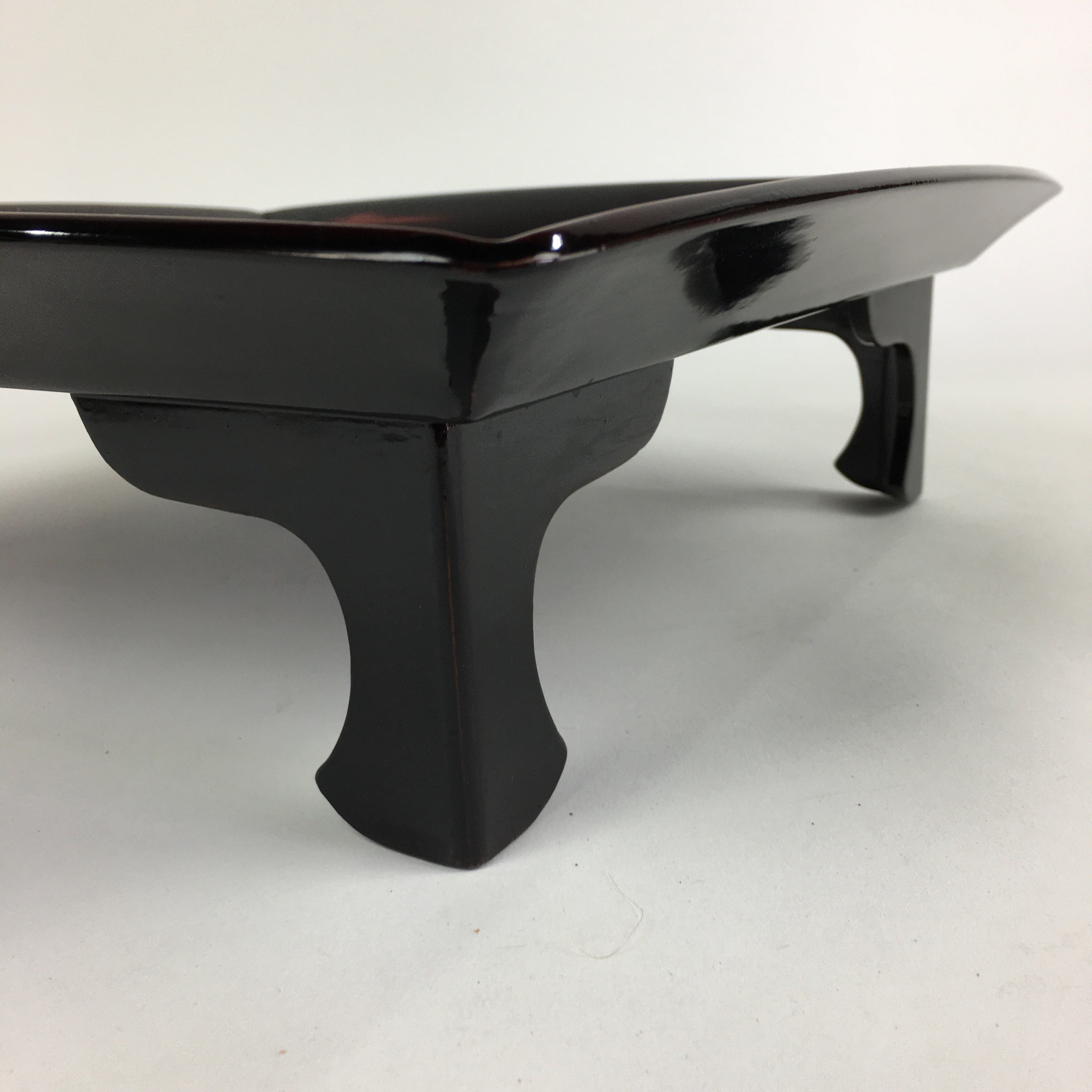 Japanese Wooden Legged Tray Lacquered Table Vtg Ozen Black Nurimono UR748