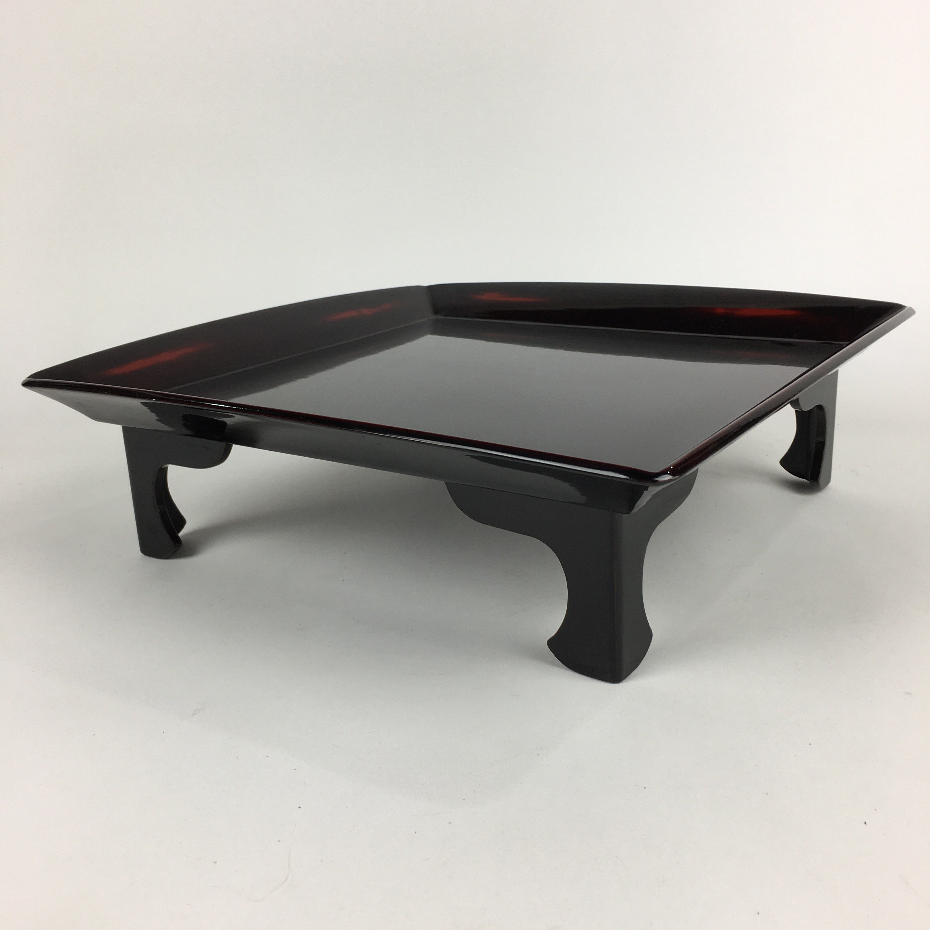 Japanese Wooden Legged Tray Lacquered Table Vtg Ozen Black Nurimono UR748