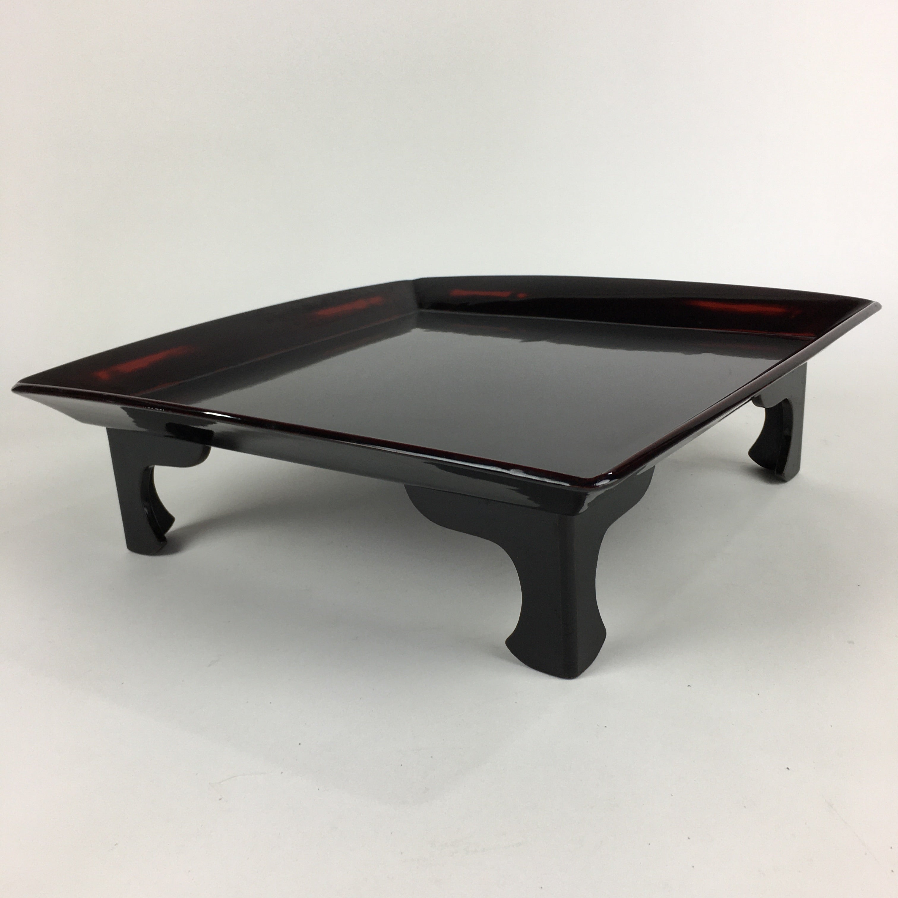 Japanese Wooden Legged Tray Lacquered Table Vtg Ozen Black Nurimono UR749