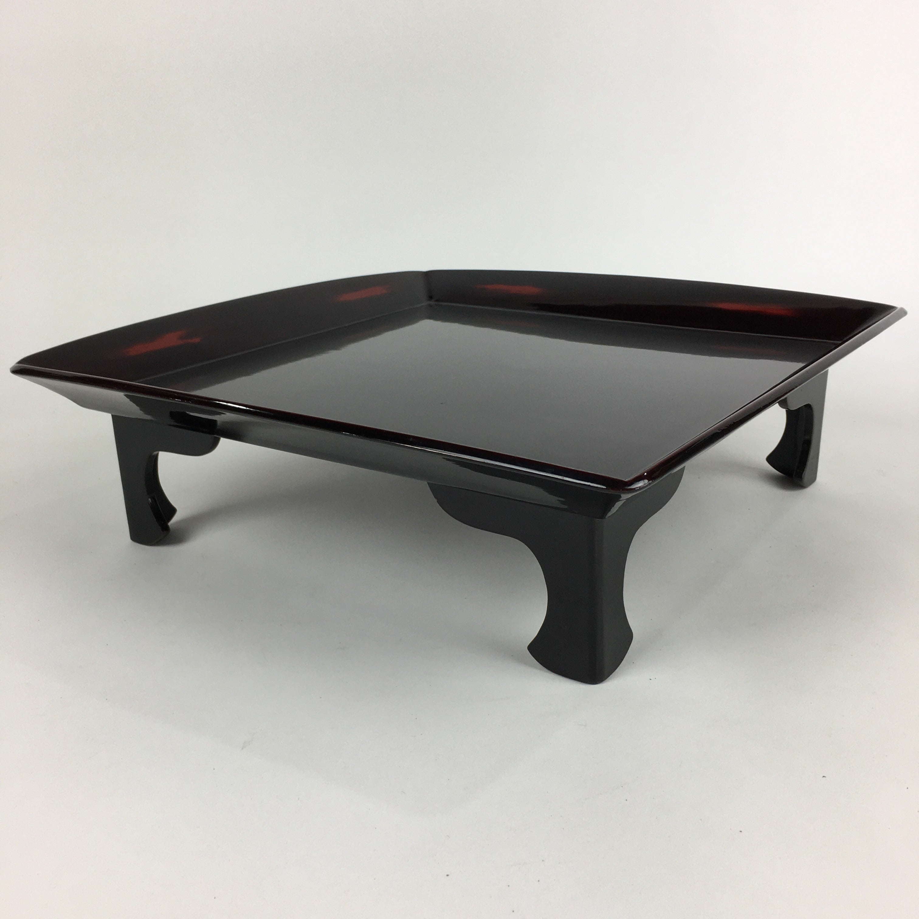 Japanese Wooden Legged Tray Lacquered Table Vtg Ozen Black Nurimono UR750