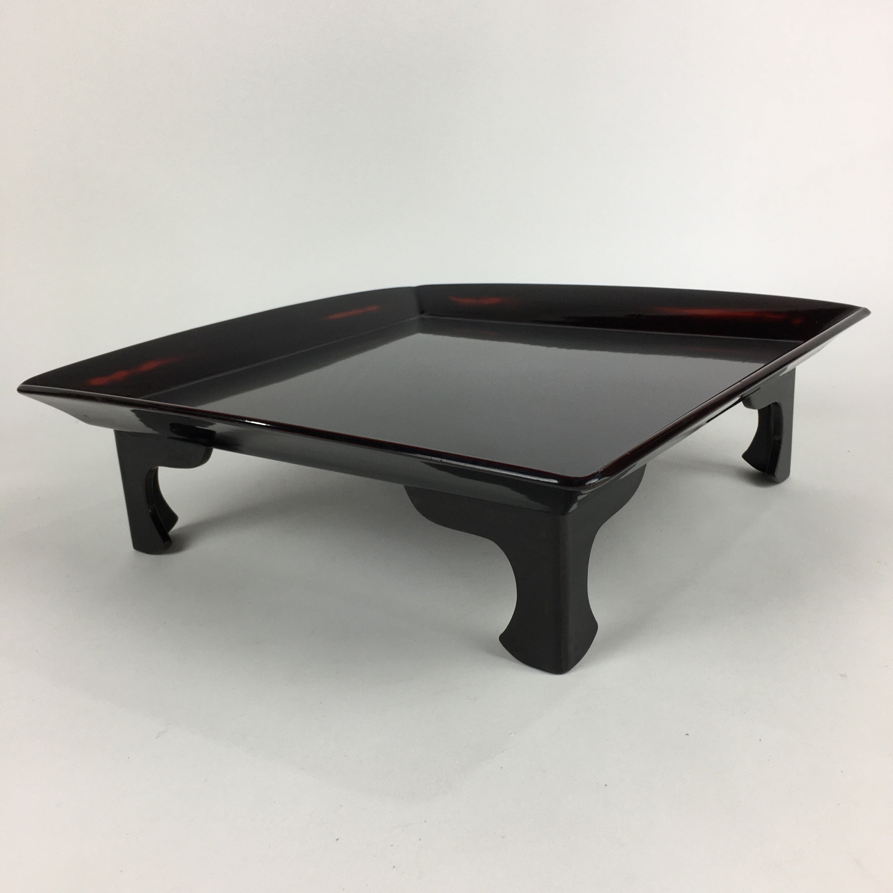 Japanese Wooden Legged Tray Lacquered Table Vtg Ozen Black Nurimono UR751