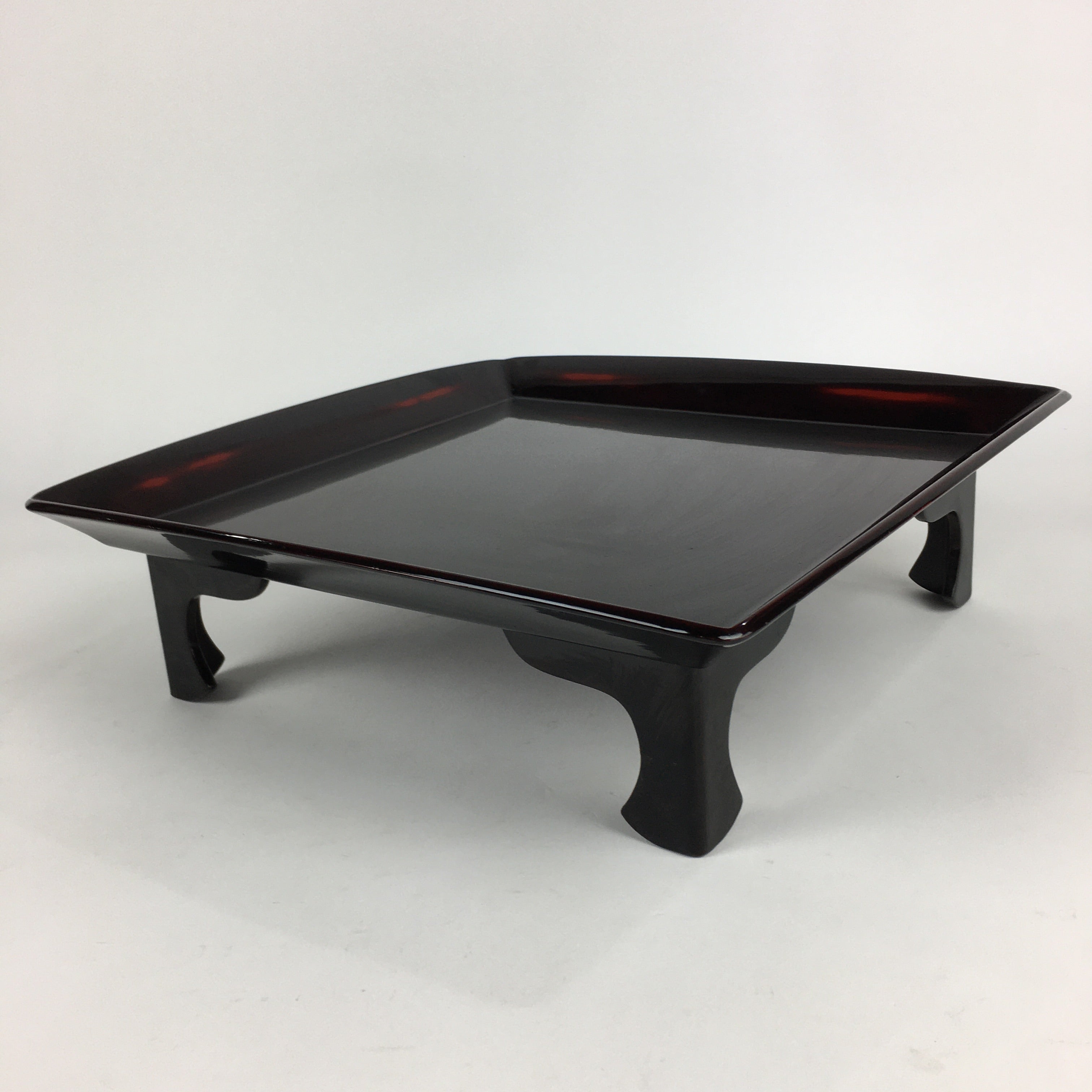Japanese Wooden Legged Tray Lacquered Table Vtg Ozen Black Nurimono UR753
