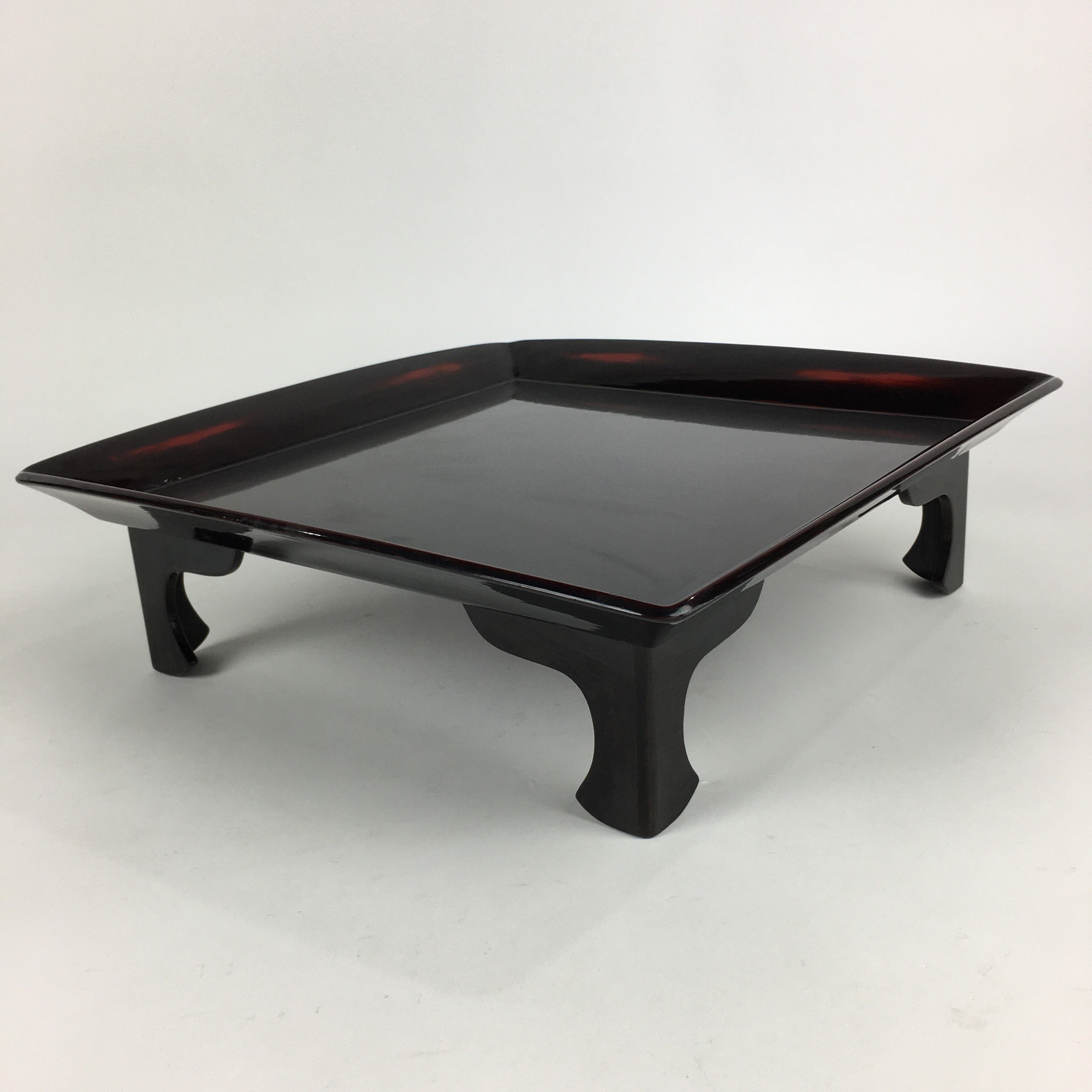 Japanese Wooden Legged Tray Lacquered Table Vtg Ozen Black Nurimono UR754