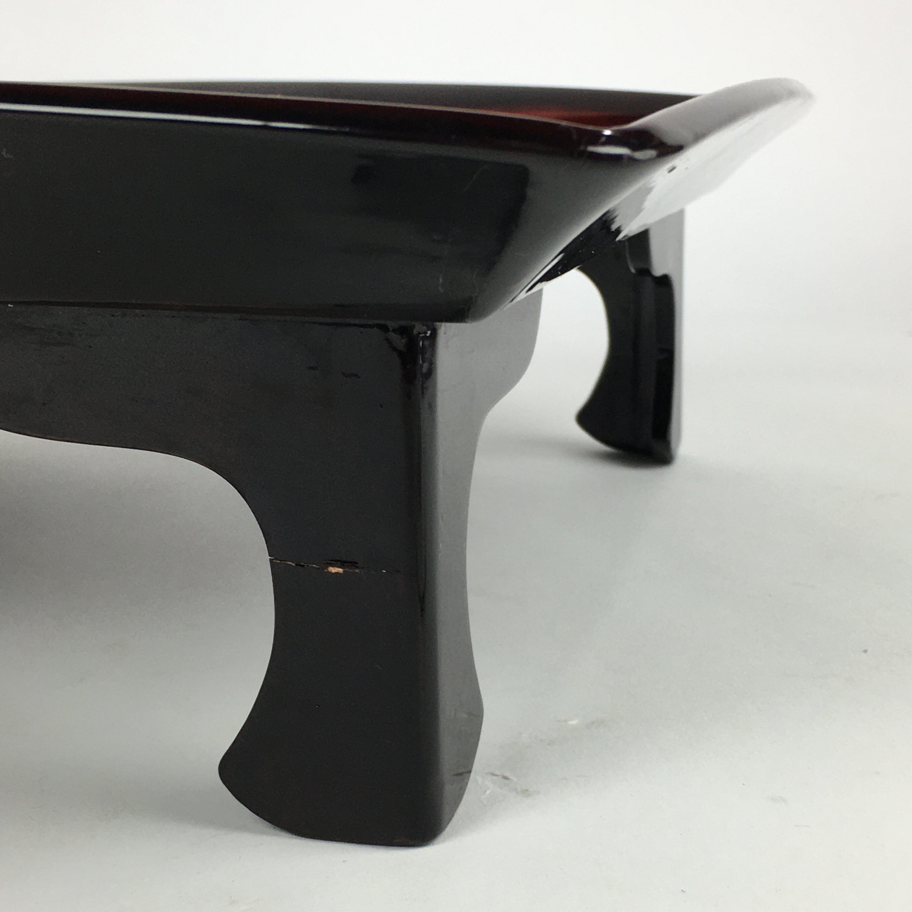 Japanese Wooden Legged Tray Lacquered Table Vtg Ozen Black Nurimono UR755