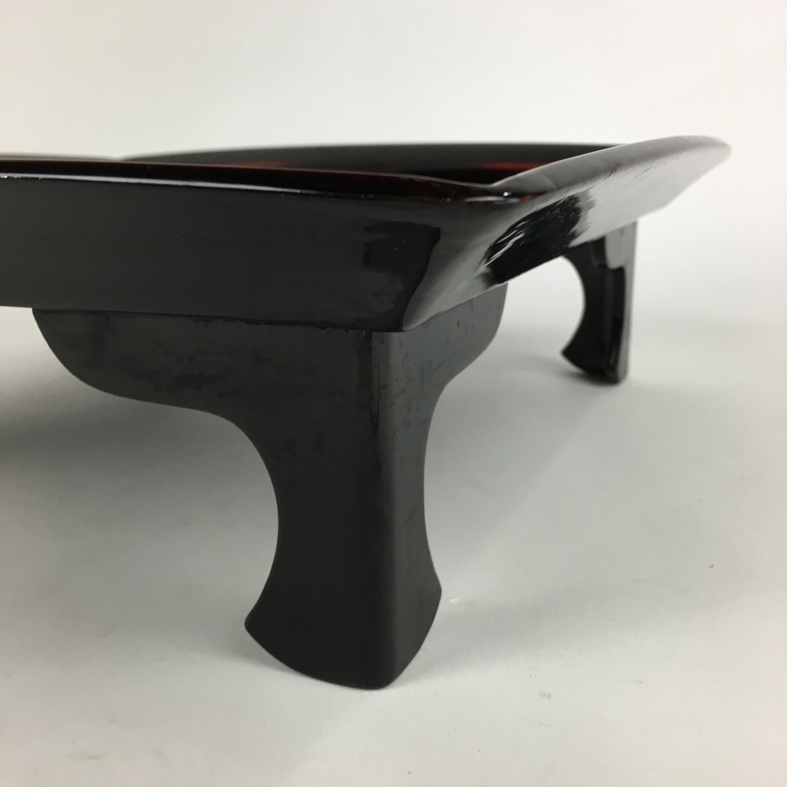Japanese Wooden Legged Tray Lacquered Table Vtg Ozen Black Nurimono UR756