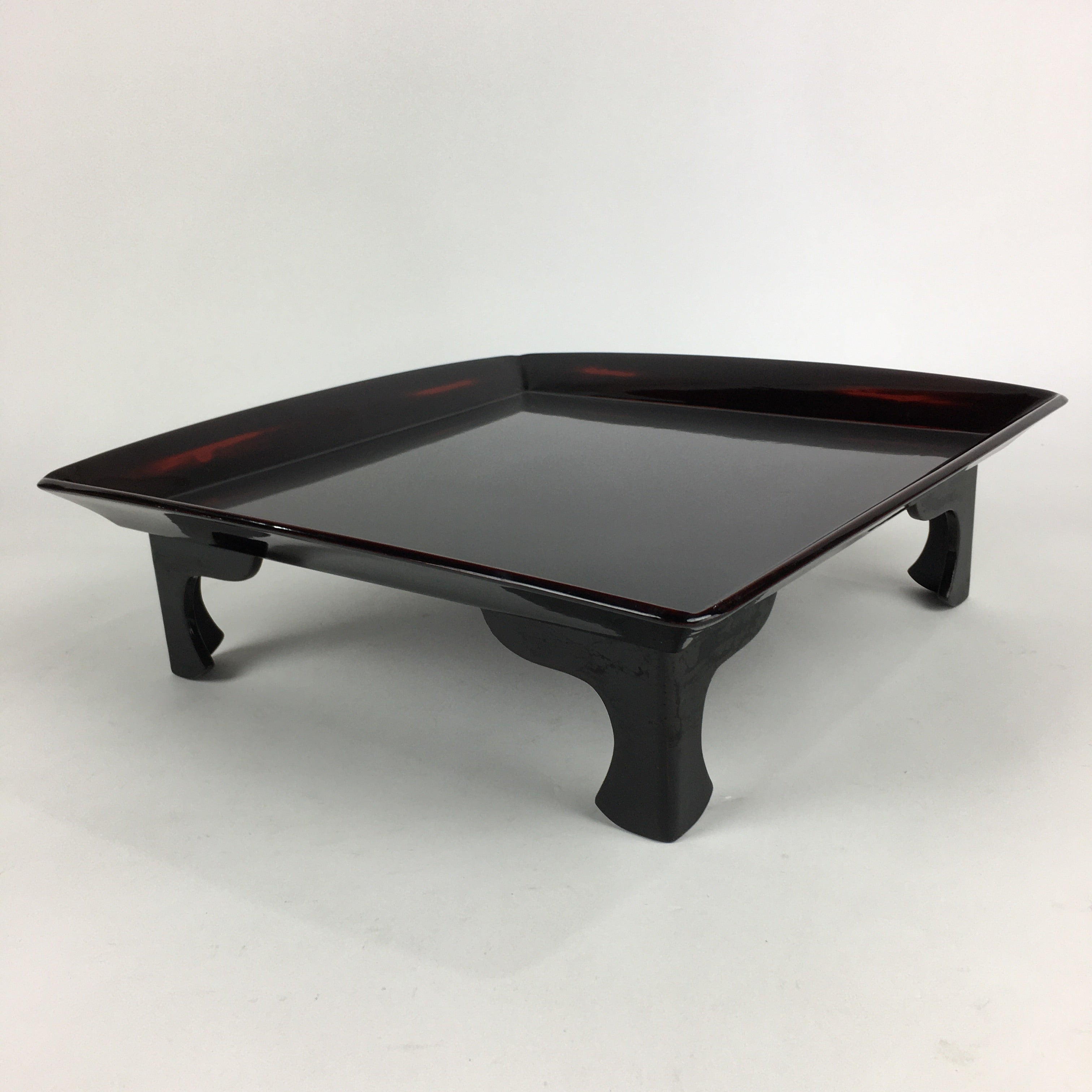 Japanese Wooden Legged Tray Lacquered Table Vtg Ozen Black Nurimono UR756