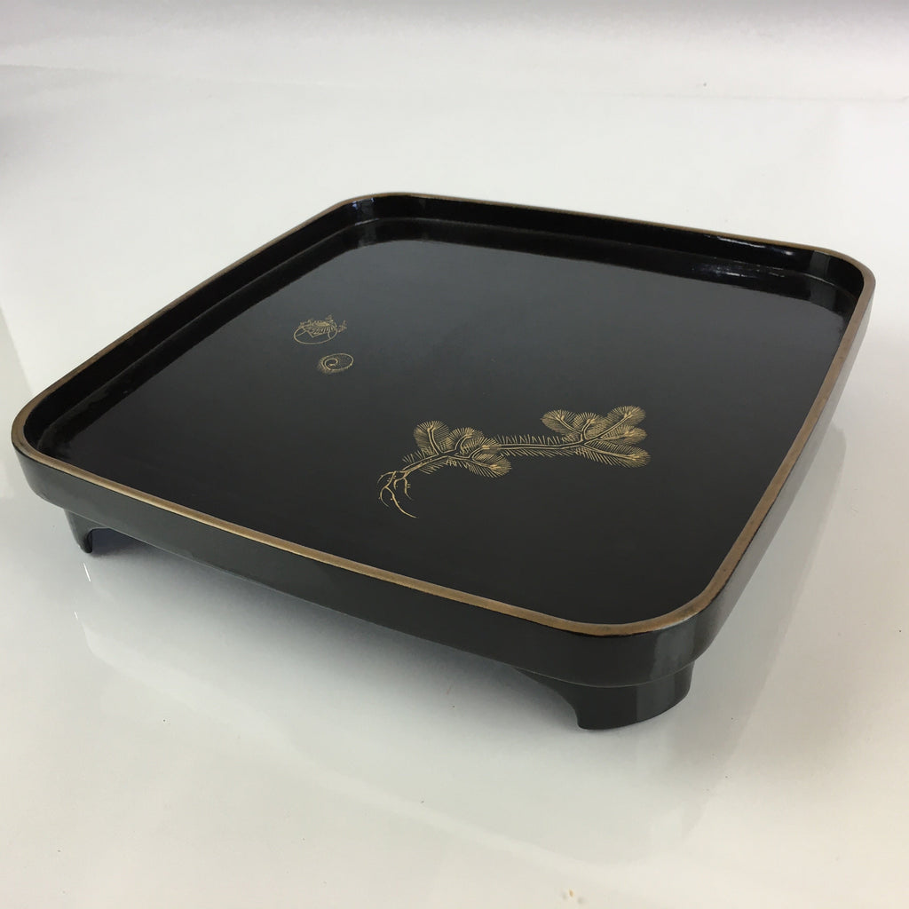 Japanese Wooden Legged Tray Lacquered Table Vtg Ozen Black UR793