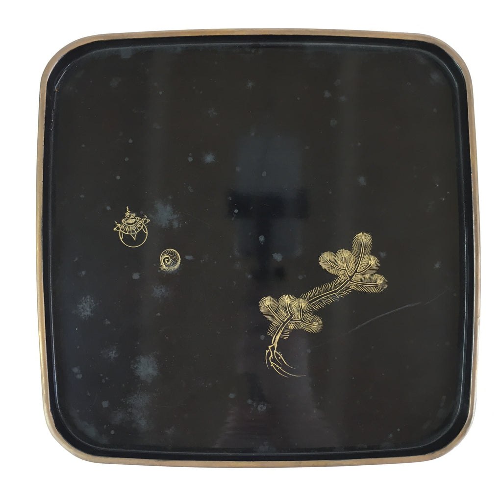 Japanese Wooden Legged Tray Lacquered Table Vtg Ozen Black UR795