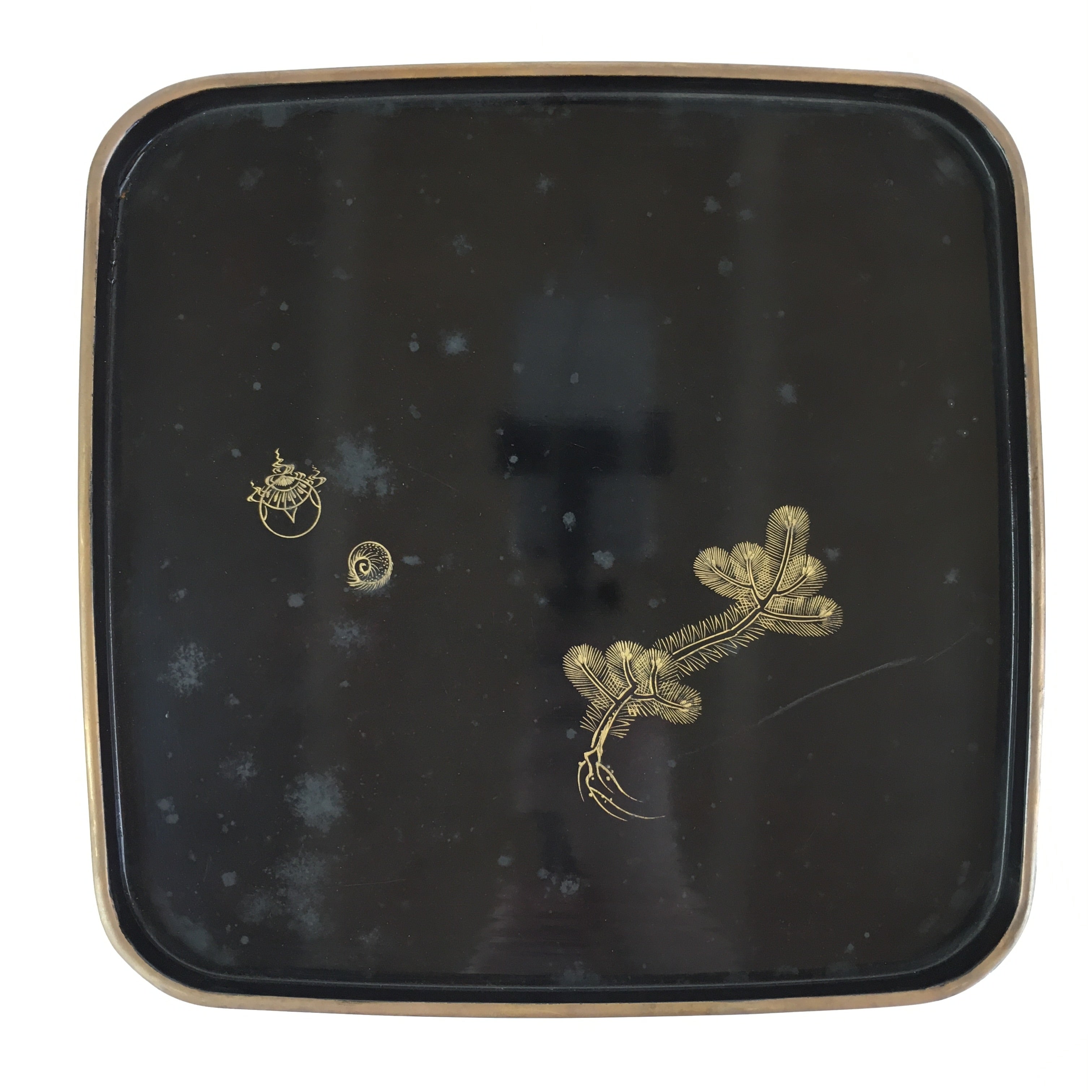 Japanese Wooden Legged Tray Lacquered Table Vtg Ozen Black UR795