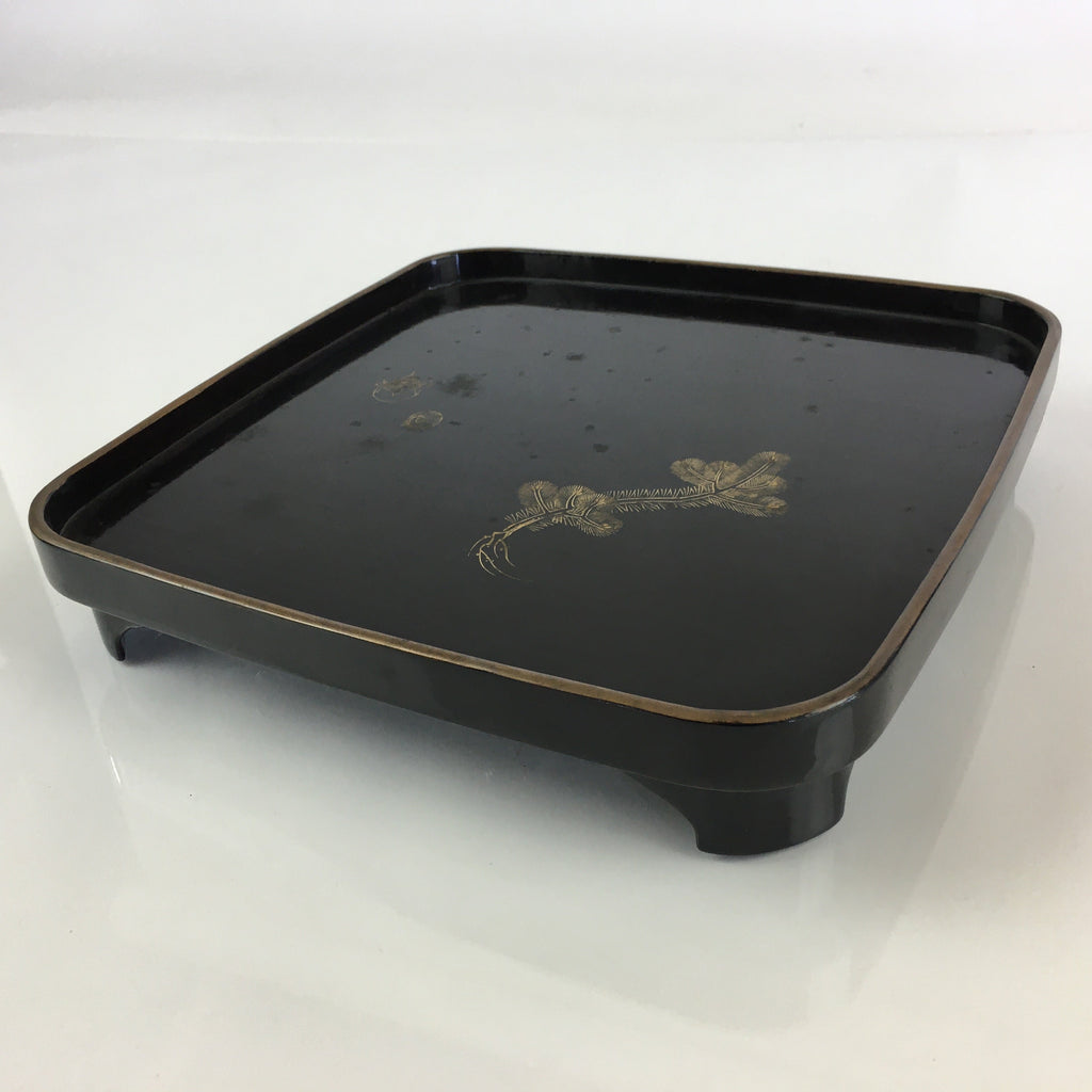 Japanese Wooden Legged Tray Lacquered Table Vtg Ozen Black UR795