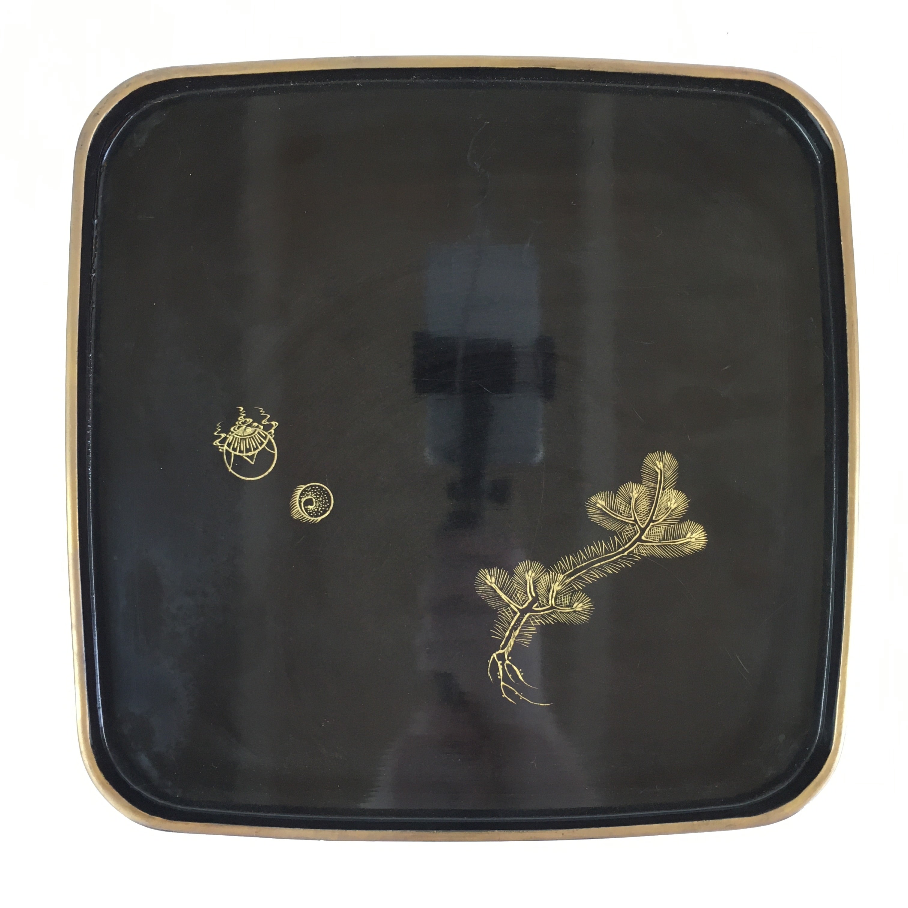 Japanese Wooden Legged Tray Lacquered Table Vtg Ozen Black UR796