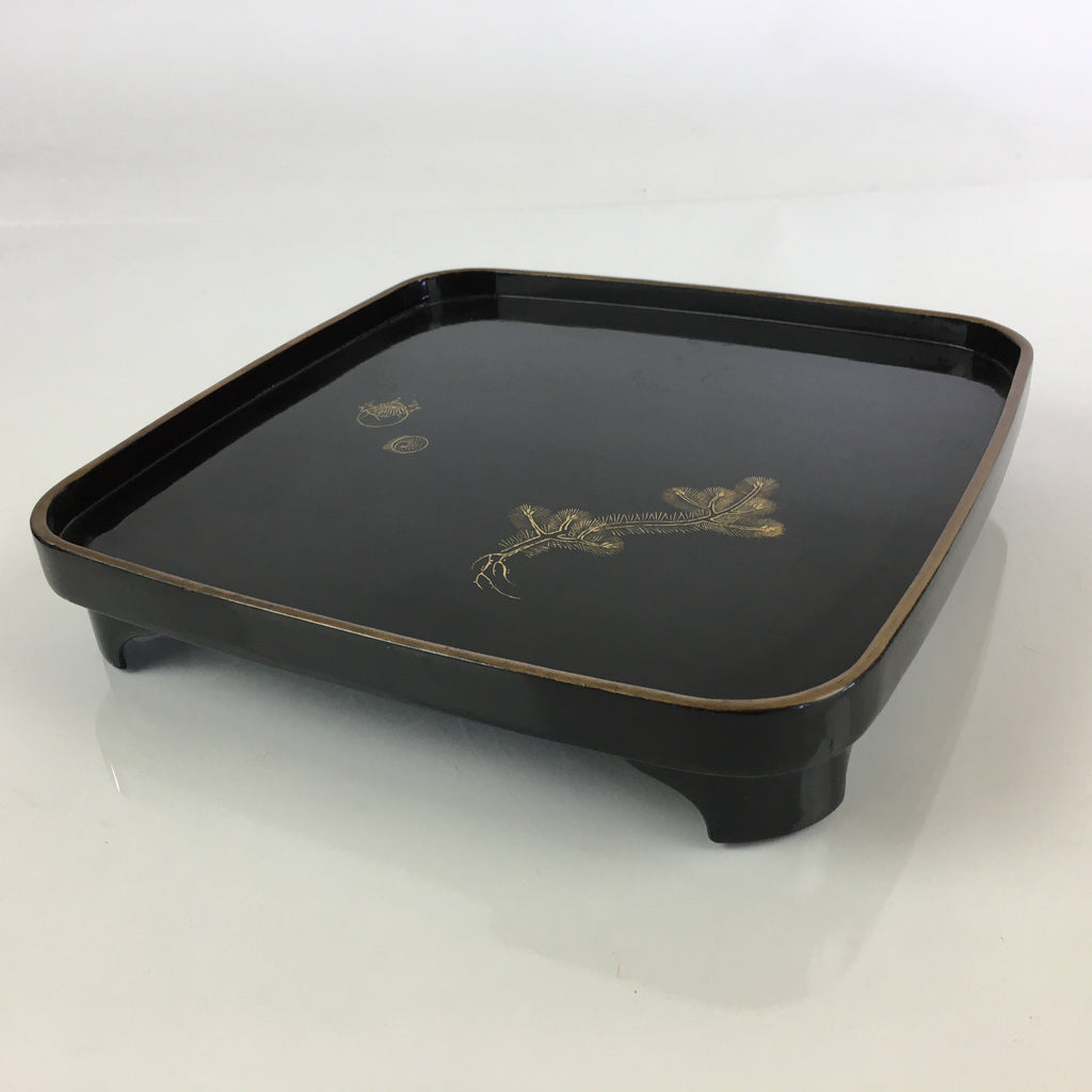 Japanese Wooden Legged Tray Lacquered Table Vtg Ozen Black UR796