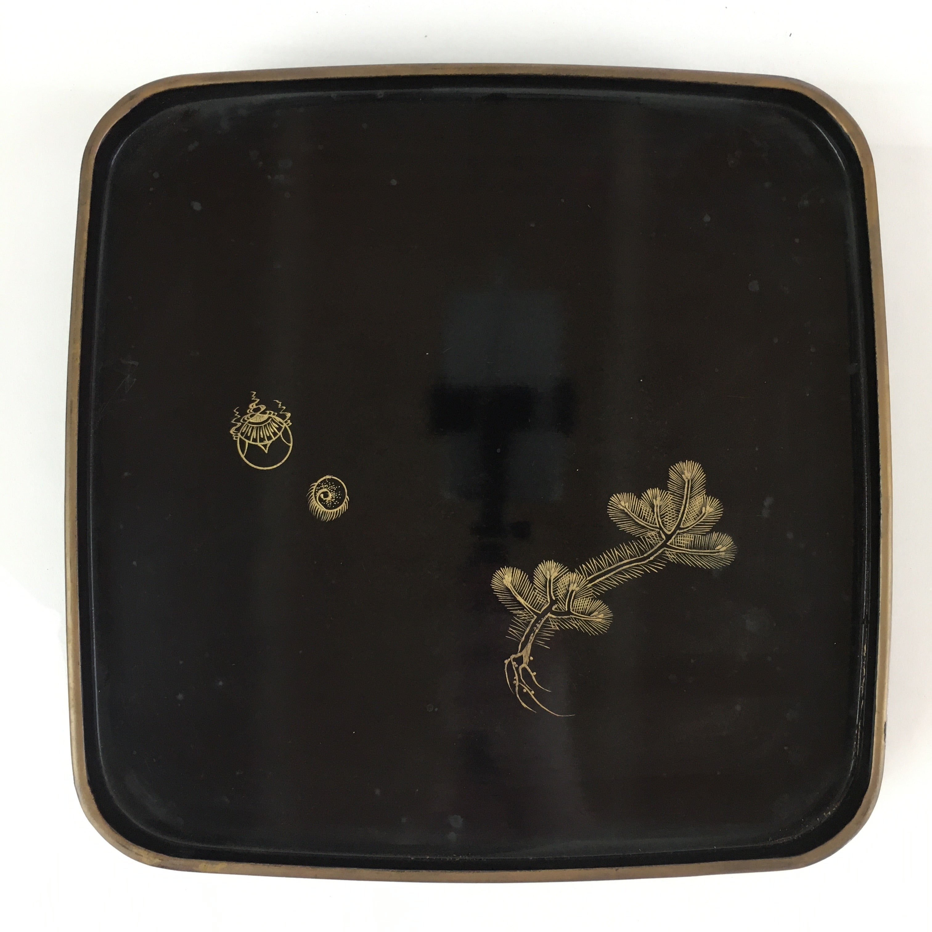 Japanese Wooden Legged Tray Lacquered Table Vtg Ozen Black UR797