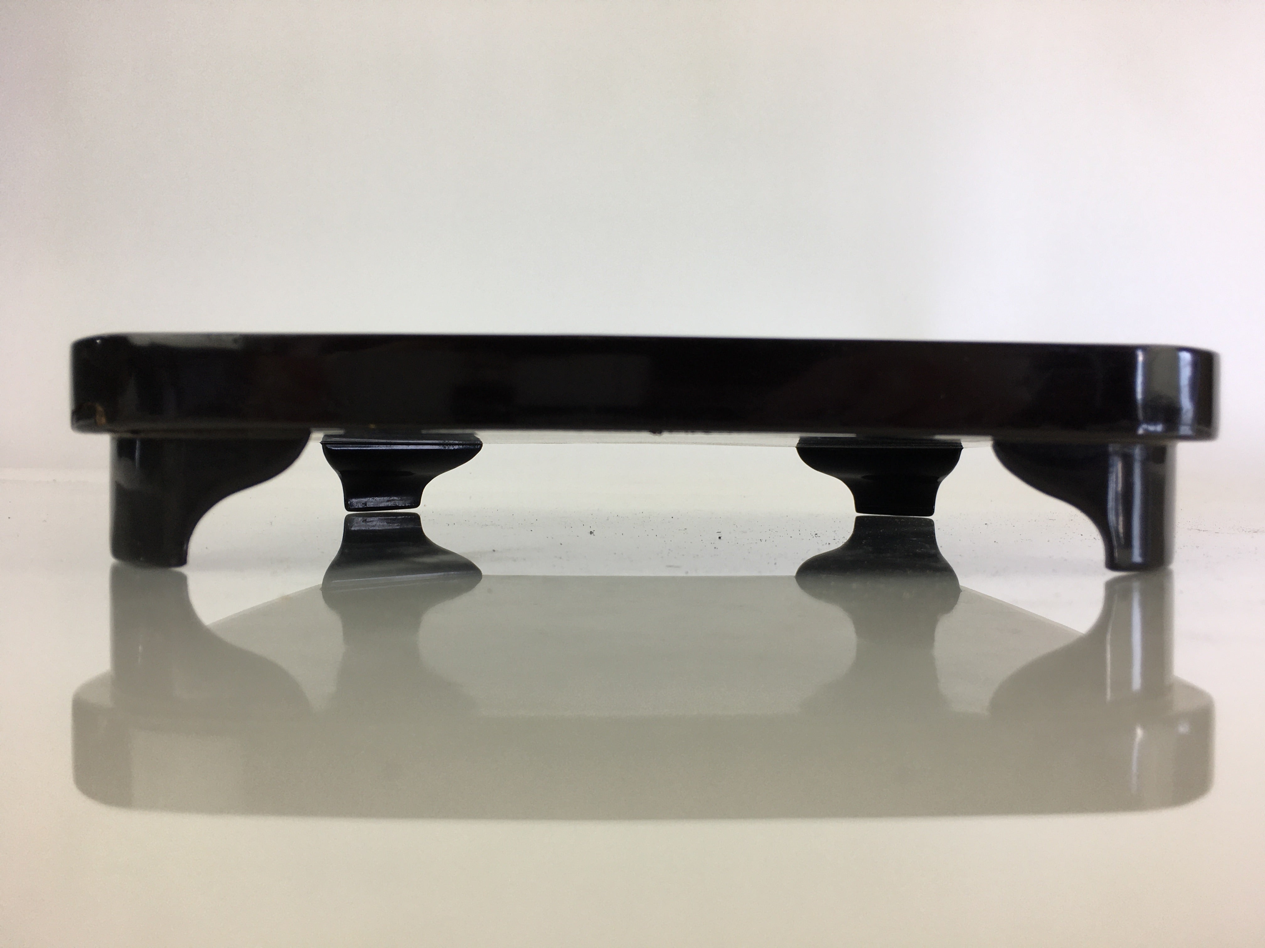 Japanese Wooden Legged Tray Lacquered Table Vtg Ozen Black UR797