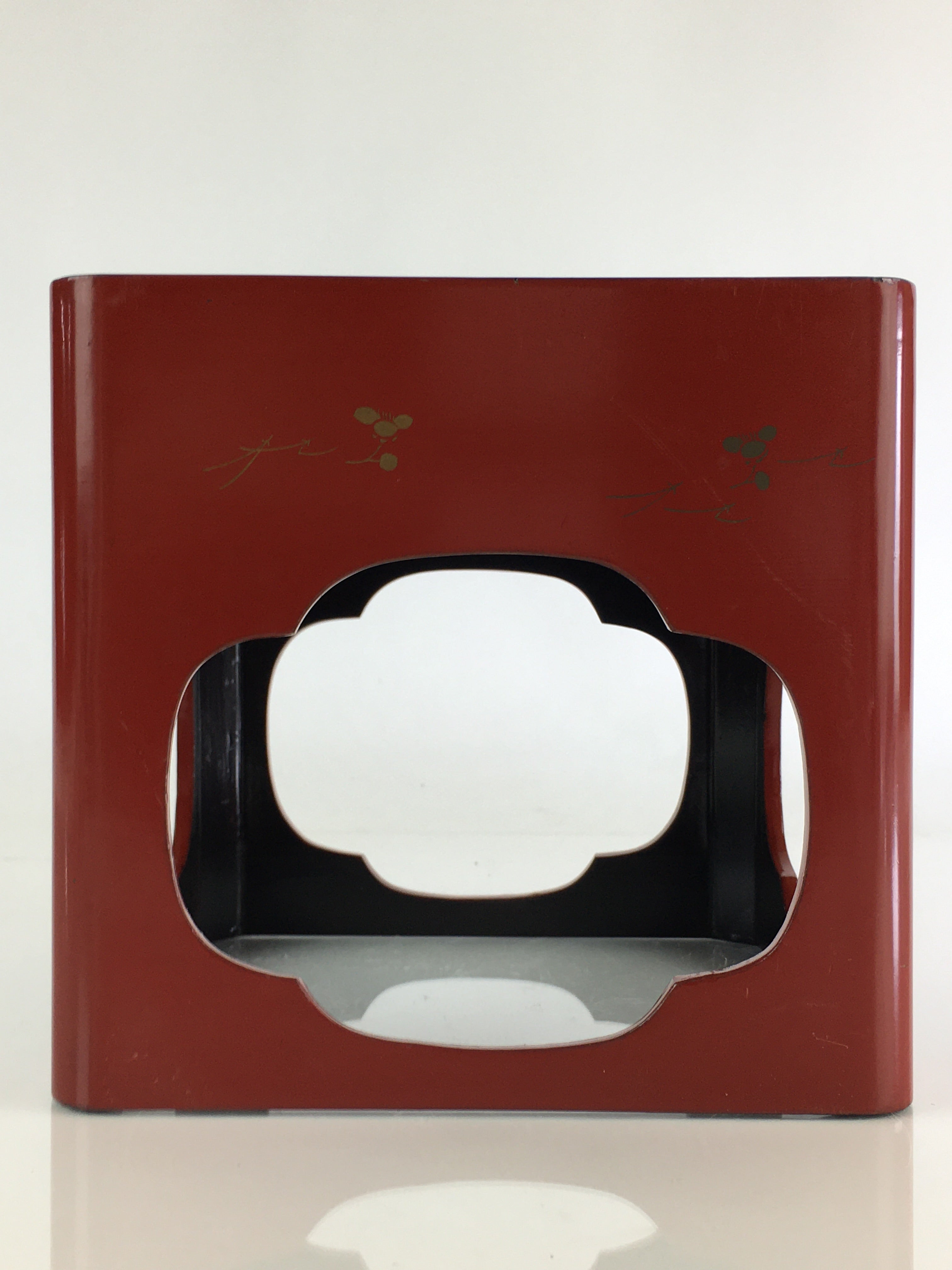 Japanese Wooden Legged Tray Lacquered Table Vtg Ozen Maki-e Red UR803