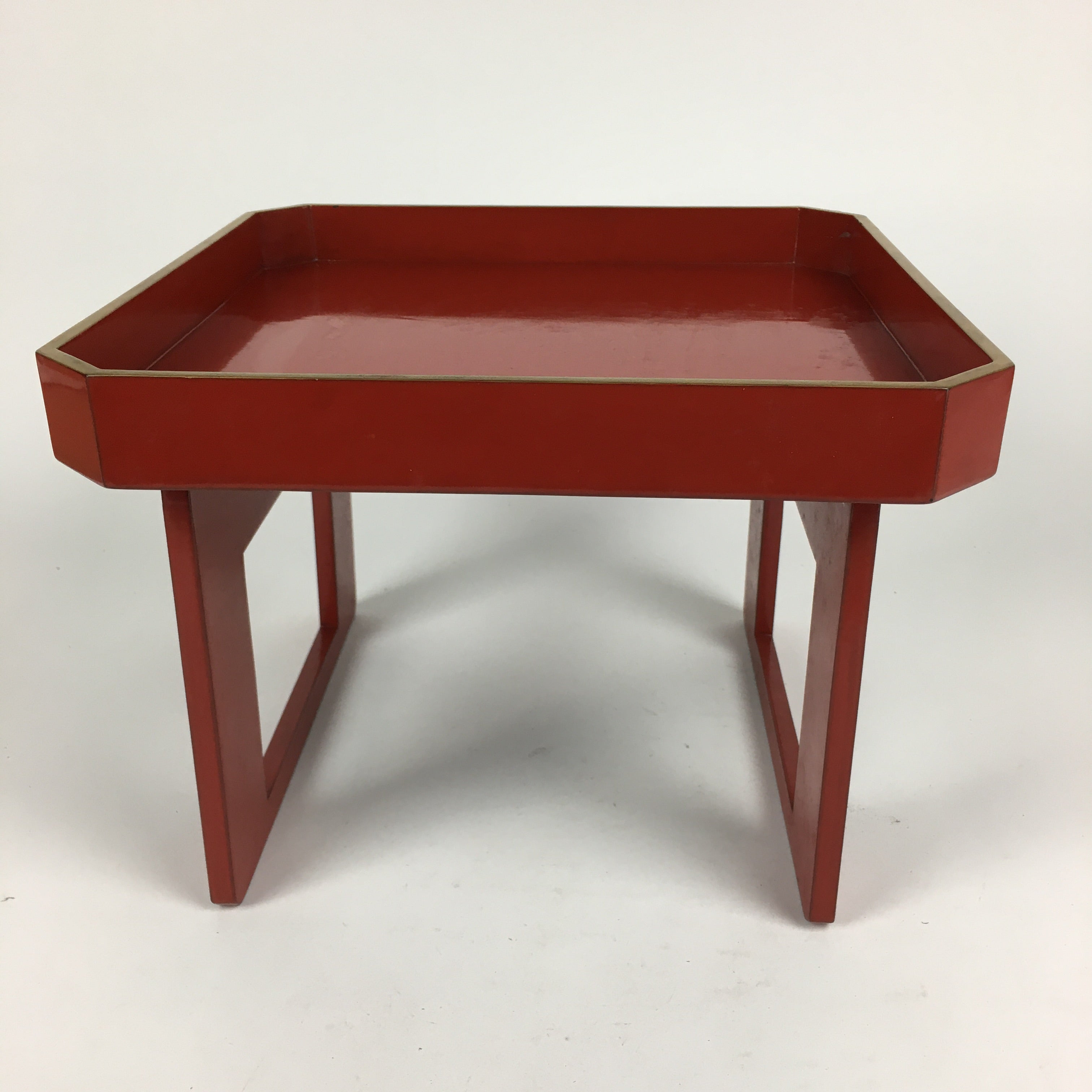 Japanese Wooden Legged Tray Lacquered Table Vtg Ozen Red Nurimono UR625
