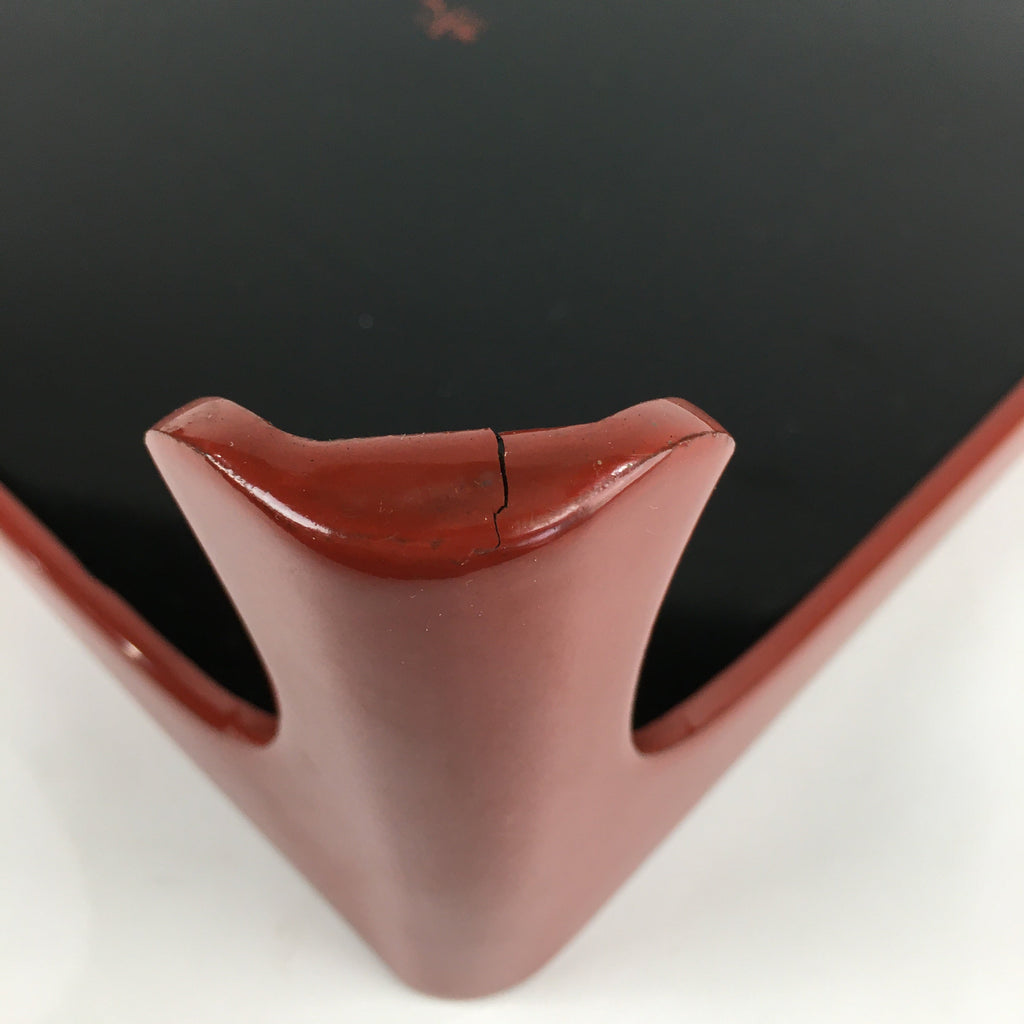 Japanese Wooden Legged Tray Lacquered Table Vtg Ozen Red Nurimono UR741