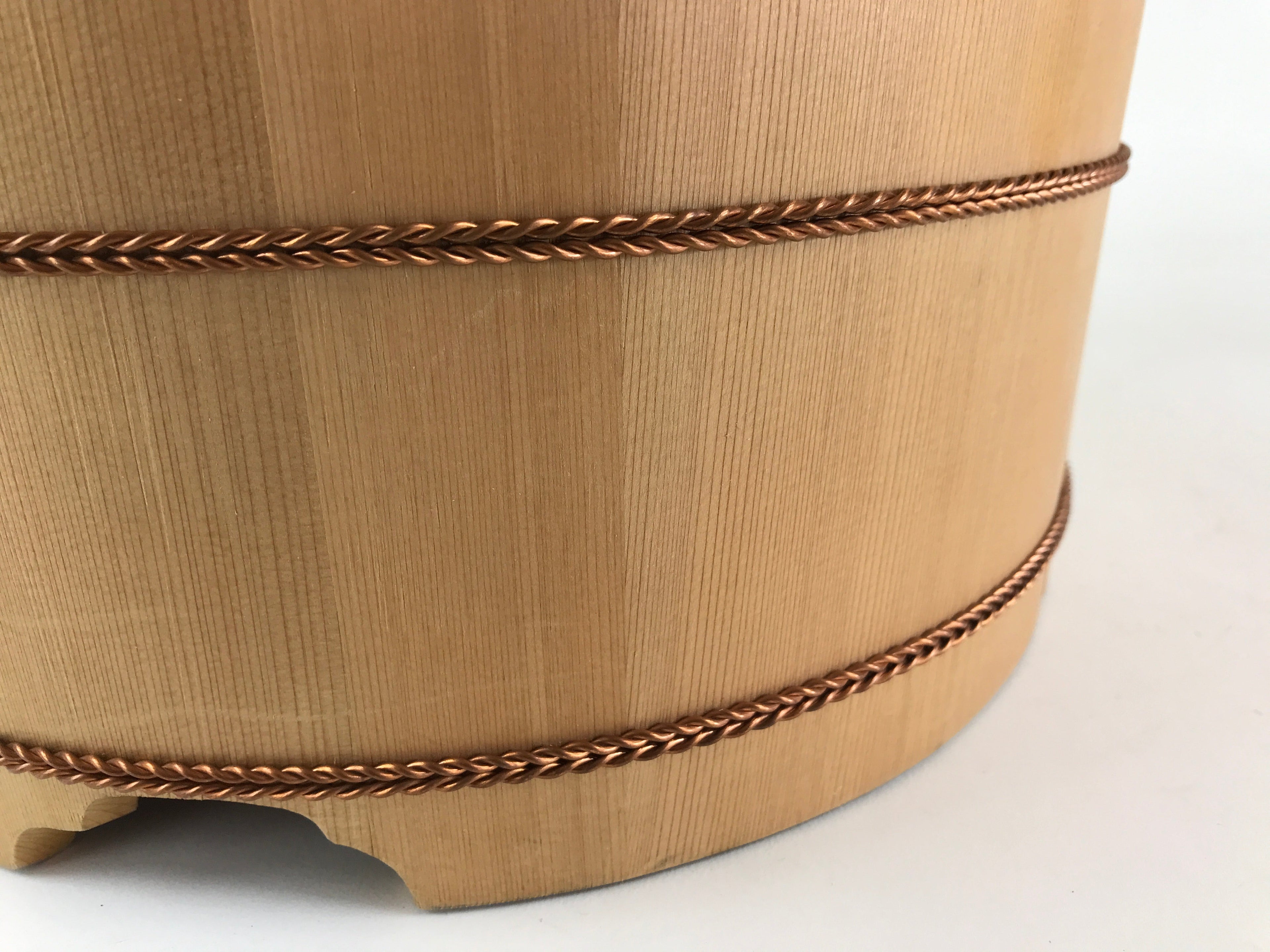 Japanese Wooden Lidded Bucket Ohitsu Vtg Handmade Rice Sushi Oke JK433
