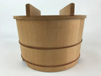 Japanese Wooden Lidded Bucket Ohitsu Vtg Handmade Rice Sushi Oke JK433