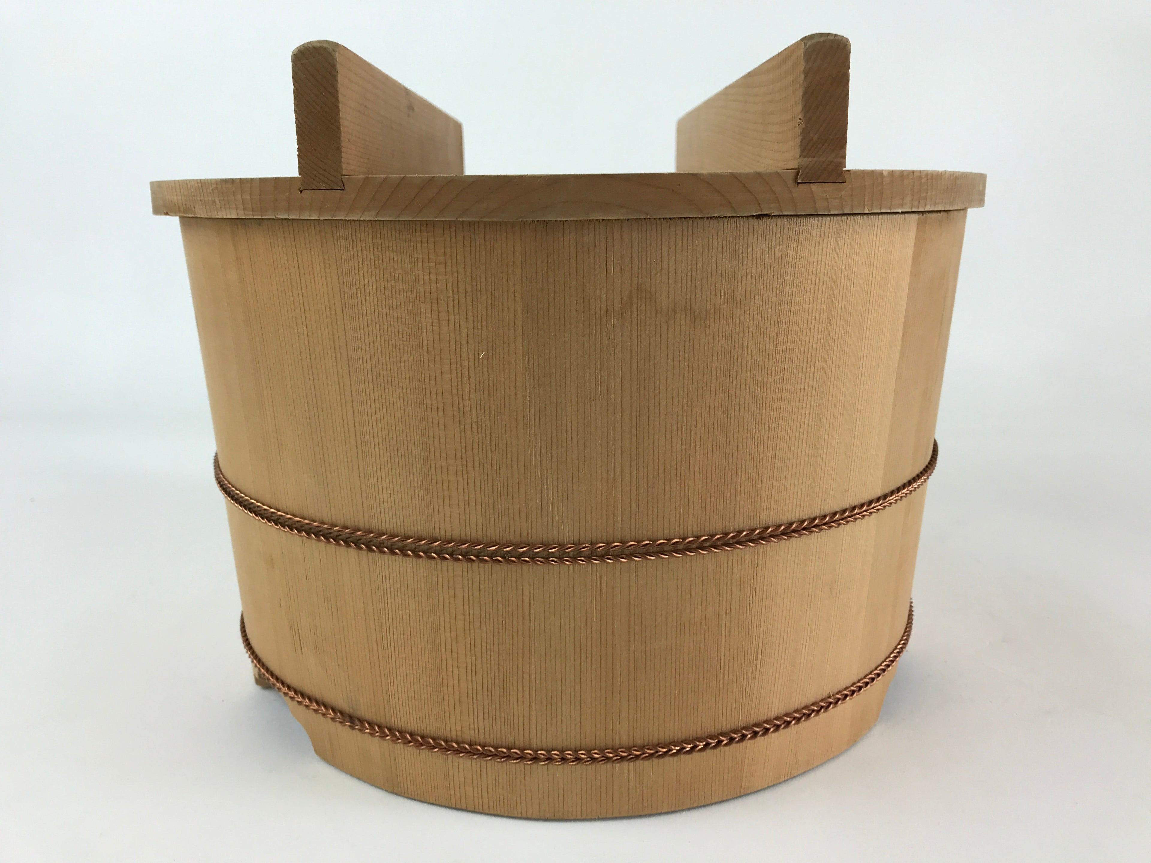 Japanese Wooden Lidded Bucket Ohitsu Vtg Handmade Rice Sushi Oke JK433