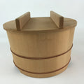 Japanese Wooden Lidded Bucket Ohitsu Vtg Handmade Rice Sushi Oke JK433