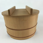 Japanese Wooden Lidded Bucket Ohitsu Vtg Handmade Rice Sushi Oke JK433