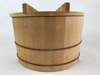 Japanese Wooden Lidded Bucket Ohitsu Vtg Handmade Rice Sushi Oke JK434