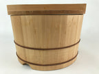 Japanese Wooden Lidded Bucket Ohitsu Vtg Handmade Rice Sushi Oke JK434