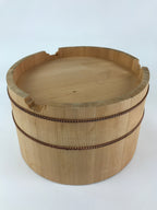 Japanese Wooden Lidded Bucket Ohitsu Vtg Handmade Rice Sushi Oke JK434
