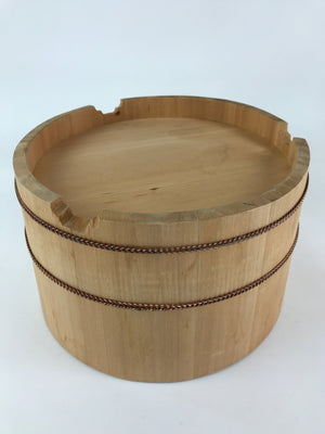 Japanese Wooden Lidded Bucket Ohitsu Vtg Handmade Rice Sushi Oke JK434