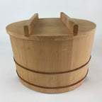 Japanese Wooden Lidded Bucket Ohitsu Vtg Handmade Rice Sushi Oke JK434