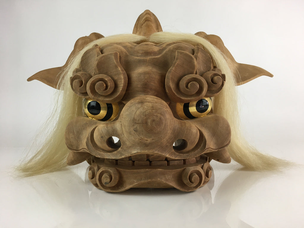 Japanese Wooden Lion Head Shishigashira Vtg Shishi-Mai Folk Craft BD826