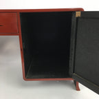 Japanese Wooden Low Desk Vtg 2 Drawers Sliding Door Black Red T242