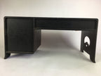 Japanese Wooden Low Desk Vtg 2 Drawers Sliding Door Black Red T242