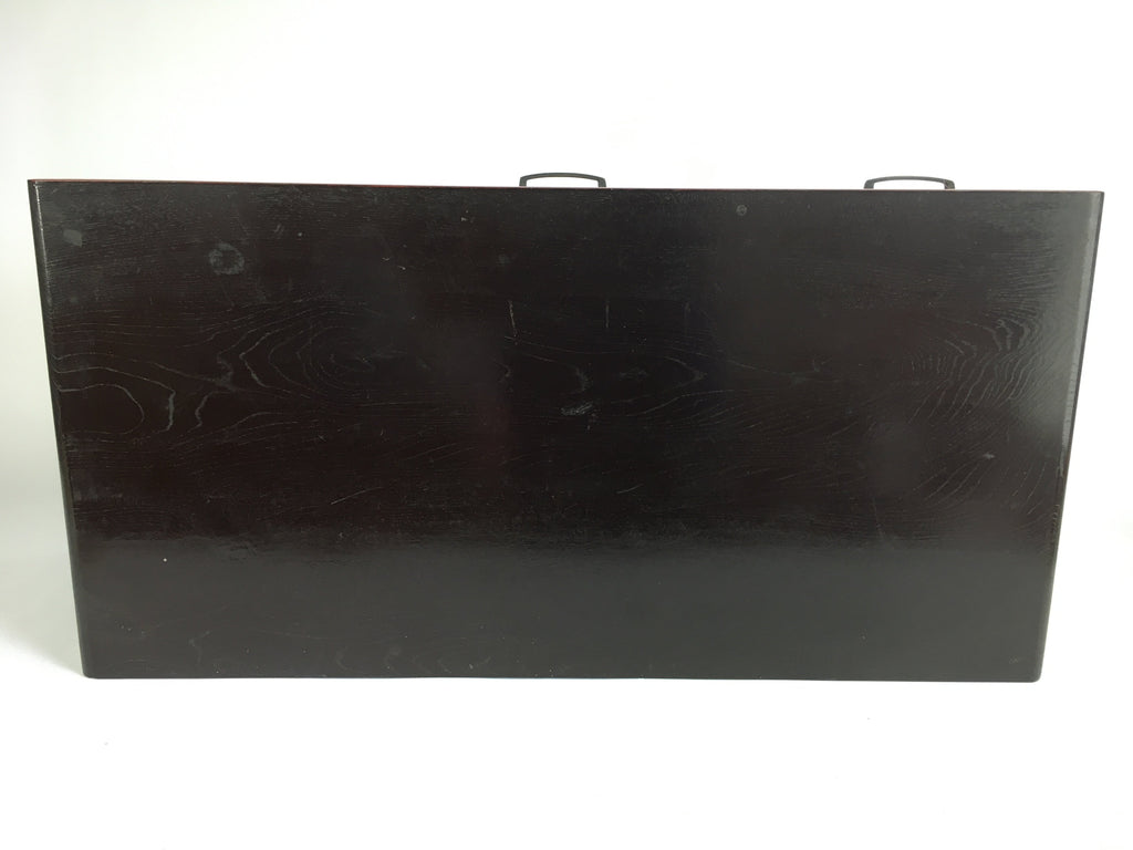 Japanese Wooden Low Desk Vtg 2 Drawers Sliding Door Black Red T242