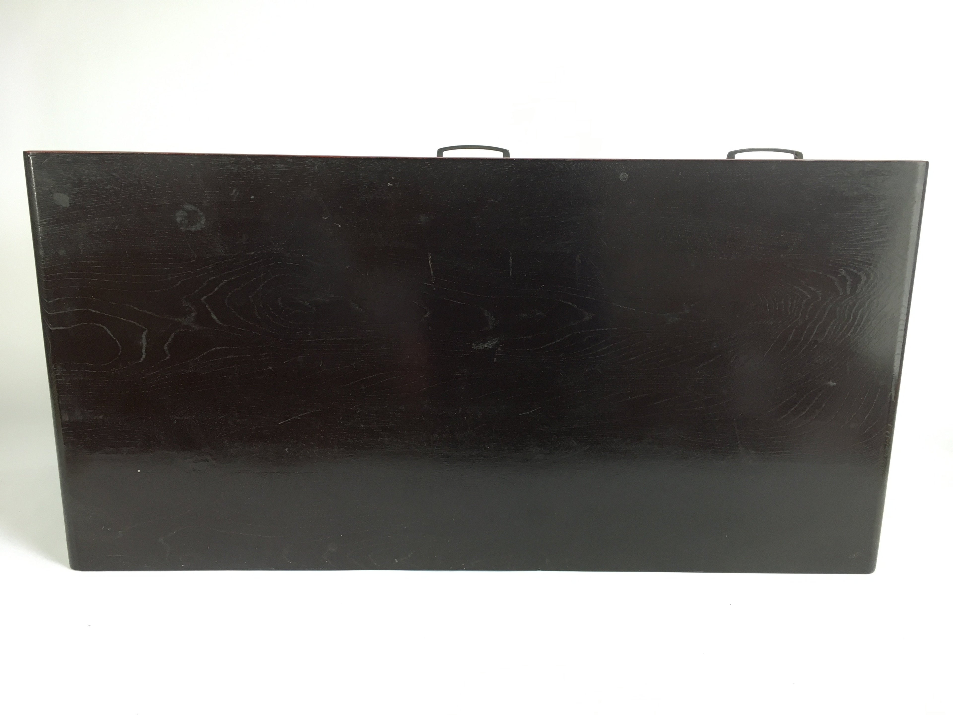 Japanese Wooden Low Desk Vtg 2 Drawers Sliding Door Black Red T242