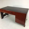 Japanese Wooden Low Desk Vtg 2 Drawers Sliding Door Black Red T242