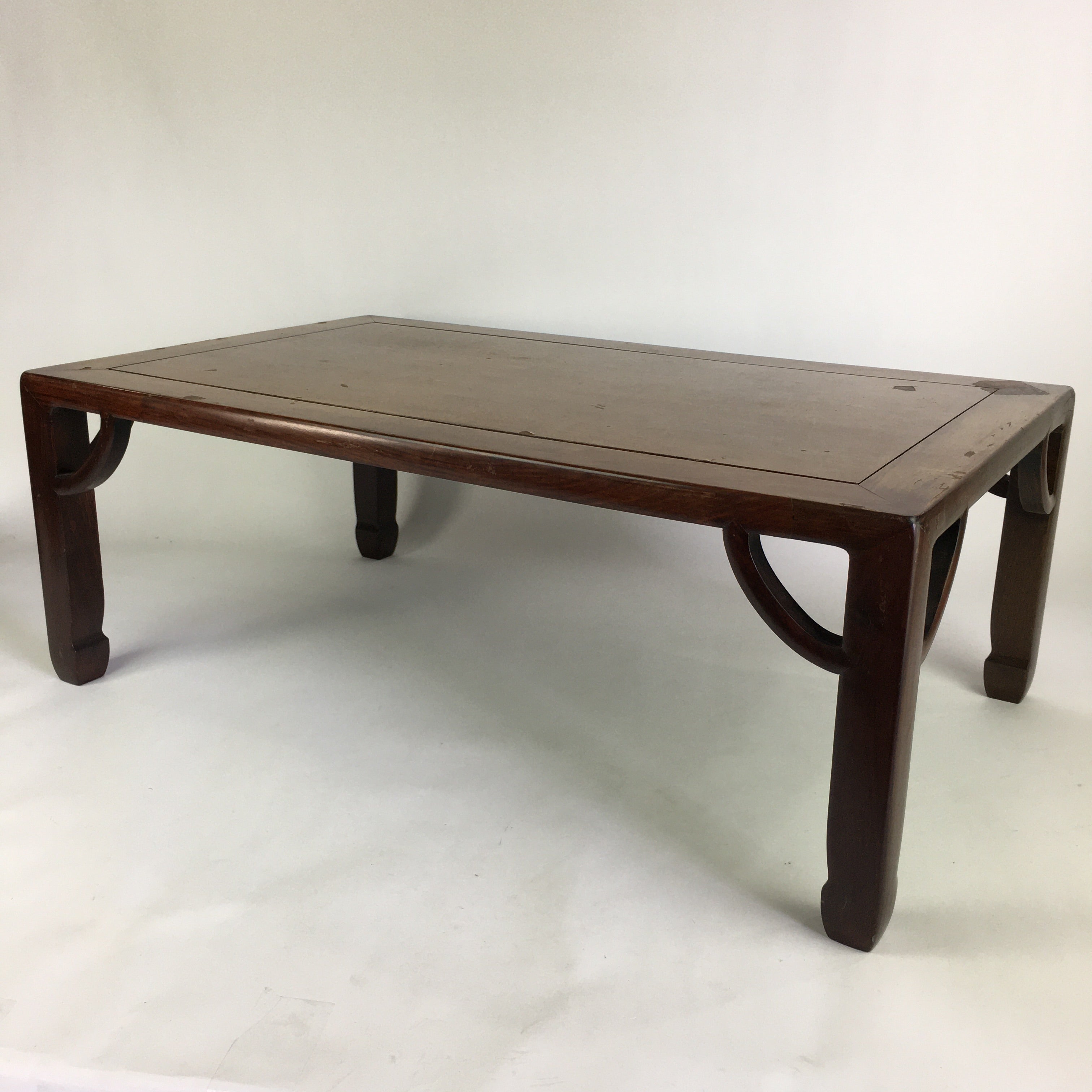Japanese Wooden Low Table Vtg Rectangle Chabudai Zataku Brown T310
