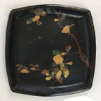 Japanese Wooden Maki-e Bon Tray Obon Vtg Nurimono Camellia UR804