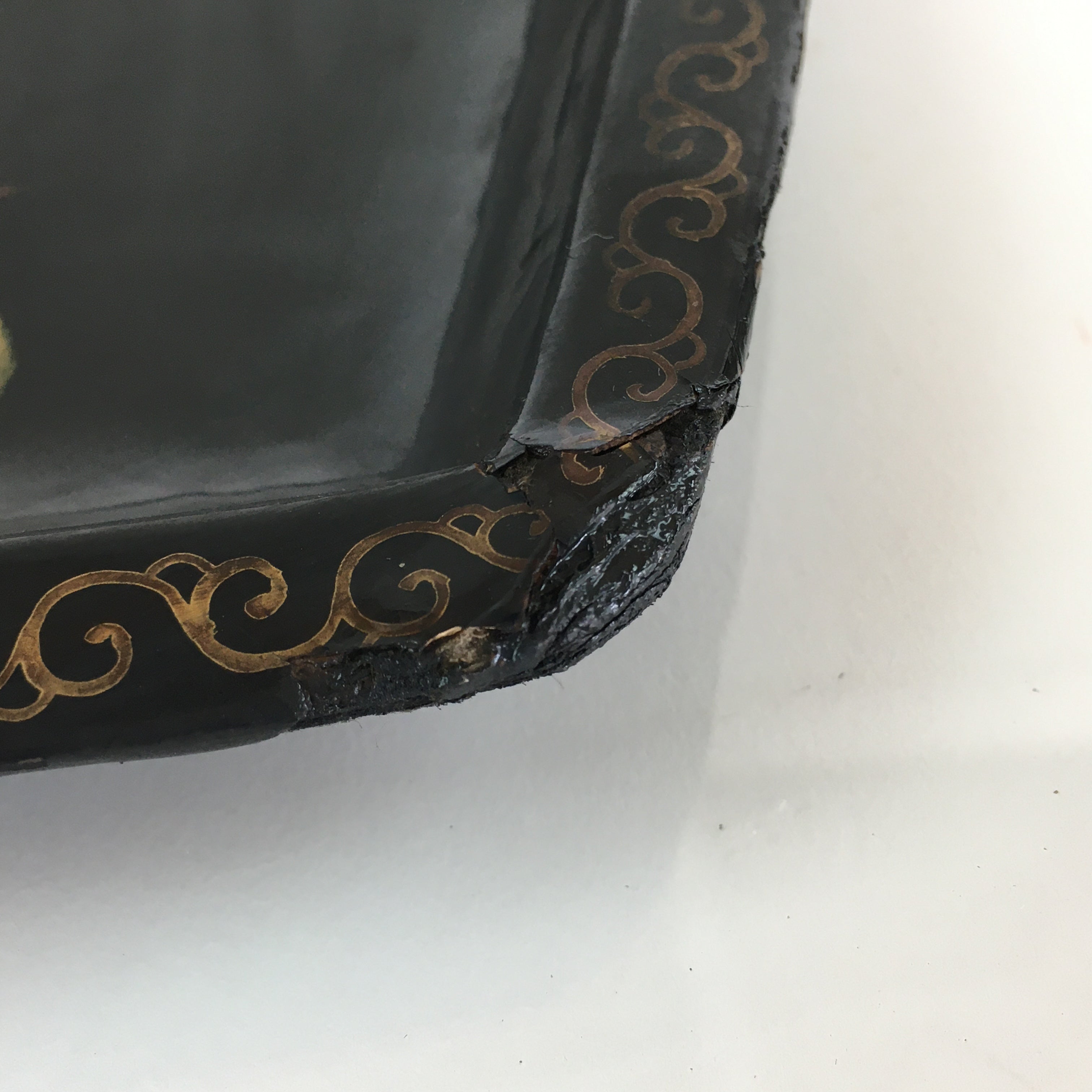 Japanese Wooden Maki-e Bon Tray Obon Vtg Nurimono Camellia UR804