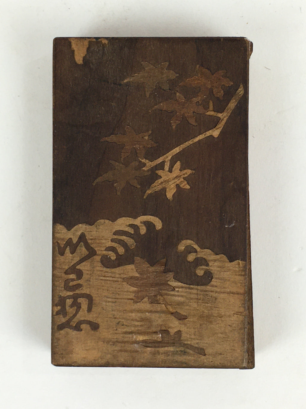 Japanese Wooden Match Box Vtg Handmade Woodworking Brown JK352