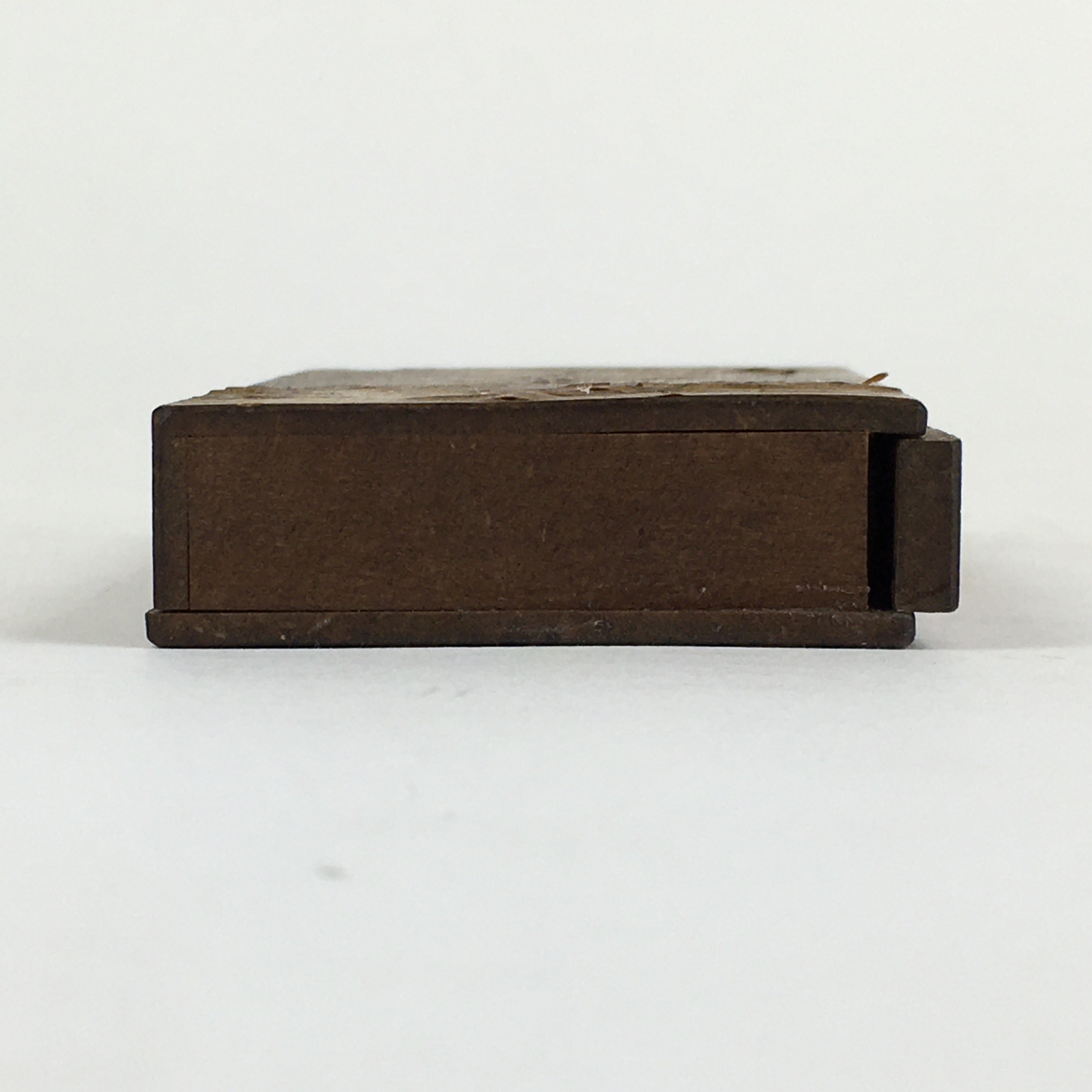 Japanese Wooden Match Box Vtg Handmade Woodworking Brown JK352