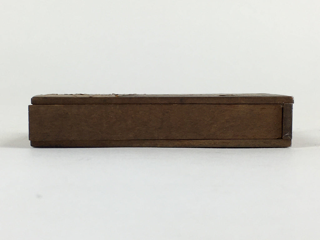 Japanese Wooden Match Box Vtg Handmade Woodworking Brown JK352