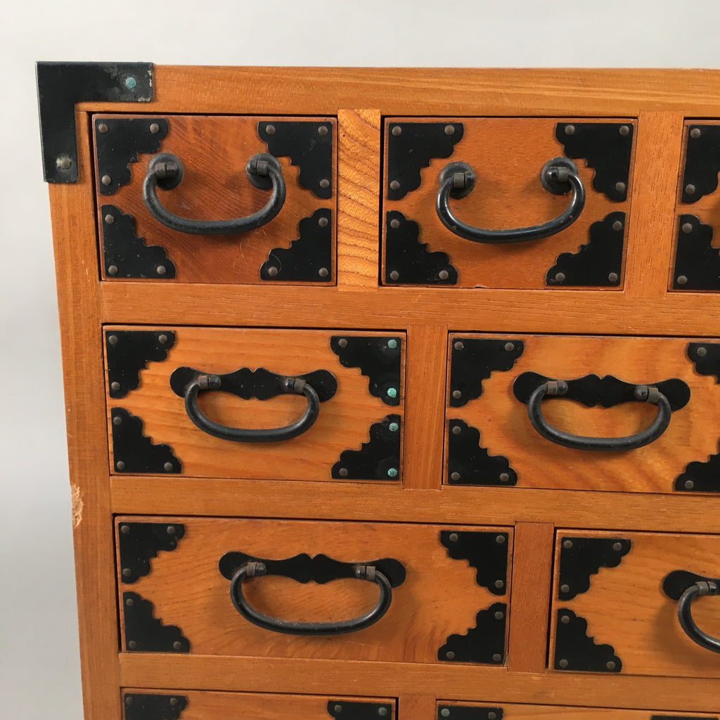 Japanese Wooden Medicine Chest Vtg Kusuri Tansu 17 Drawers T232