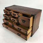 Japanese Wooden Medicine Chest Vtg Kusuri Tansu 8 Drawers Brown T277