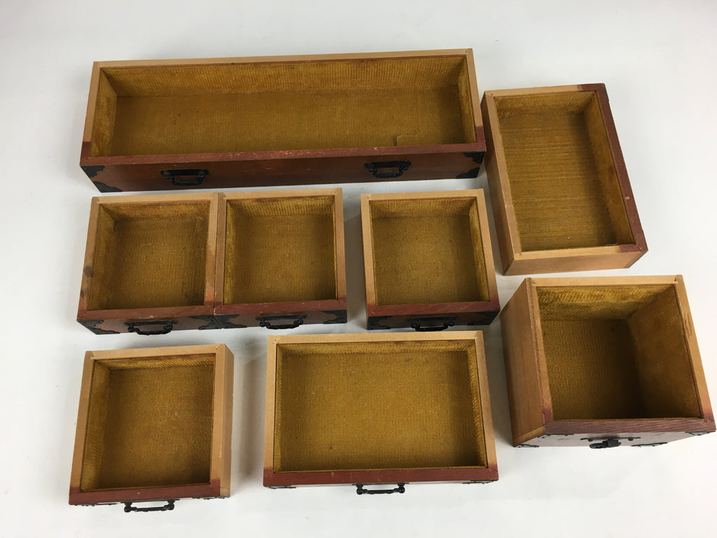 Japanese Wooden Medicine Chest Vtg Kusuri Tansu 8 Drawers Brown T277