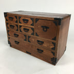 Japanese Wooden Medicine Chest Vtg Kusuri Tansu 8 Drawers Brown T277